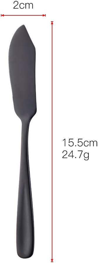 Stainless Steel Cheese Dessert Knives, Set of 6, Breakfast Butter Knife & Sandwich Spreader (Black)