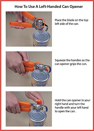 Left Handed Manual Can Opener with Orange Handle