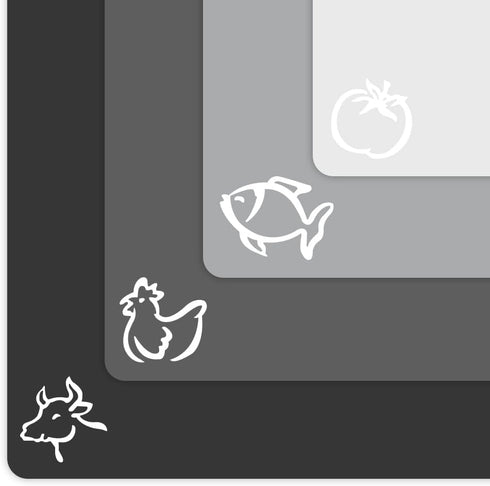 Extra Thick Flexible Cutting Mat Set, 4 Mats with Food Icons & "EZ-Grip" Back for Kitchen Use
