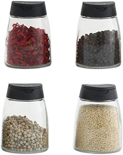 Glass Spice Jars, Double Lids Seasoning Shakers, Spice Shakers Sifter Container (4PCS)