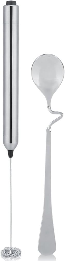 Mini Stirrer Electric Milk Frother Wand, Stainless Steel Handheld Battery Operated Coffee Spoon for Kitchen