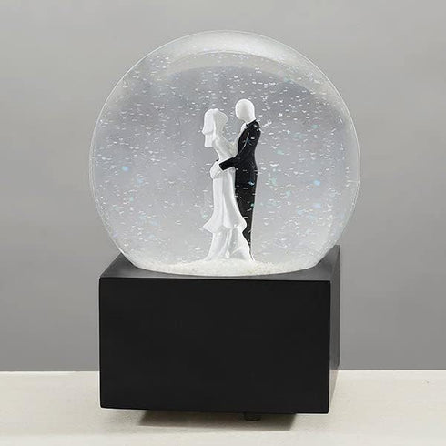 Personalization Universe Personalized Wedding Couple Musical Snow Globe - Engraved Names & Message, Plays Wedding March