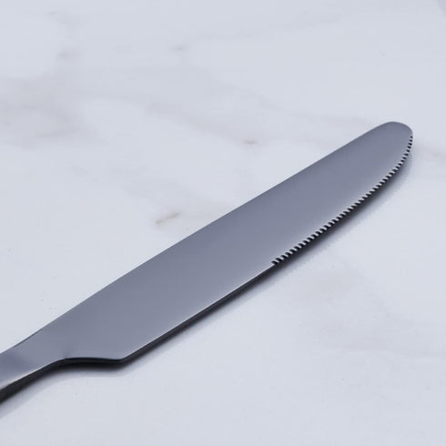 Black Dinner Knife Set, 9.2-inch Stainless Steel Shiny Black Silverware, Set of 6