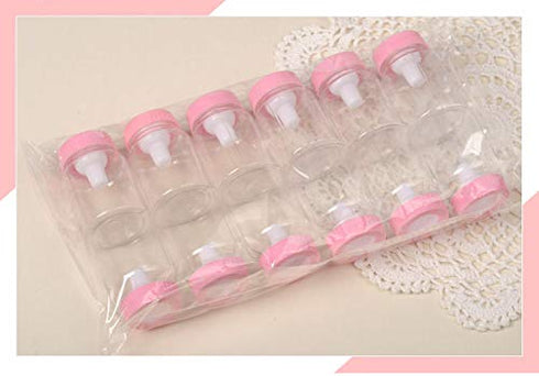 3.5 Inches Baby Bottle Shower Favor, Mini Plastic Candy Bottle, Baby Shower Supplies (2 Dozens, Pink)