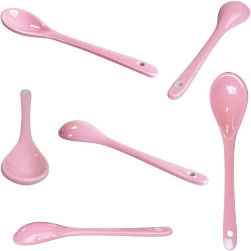 2 Pcs Each of 8 Color Porcelain Egg Spoons, 5 Inch Ceramic Spoons for Coffee, Dessert, Yogurt, and Tea