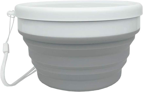CARTINTS Silicone Collapsible Food Storage Containers with Lids, Ideal for Travel and Camping, 32oz/950ml, Grey