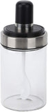 Glass Spice Jars, Transparent Seasoning Bottle Container with Visible Cover Spoon for Kitchen