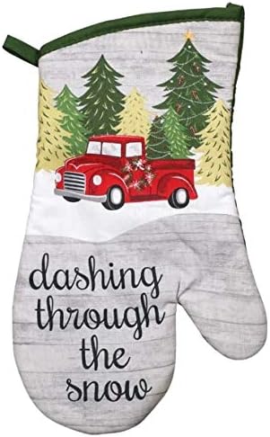 Vintage Truck/Christmas 5 Piece Bundle Package, Oven Mitt, Kitchen Towels, Pot Holders