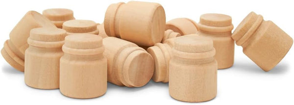 Unfinished Wood Jar 7/8 inch, Pack of 100 Dollhouse Miniatures, Decorative Mini