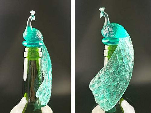 Silicone Wine Bottle Stopper - Peacock Creative Seal Bottle Caps for Party Decoration, Bar Kitchen (Green)