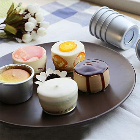 Flunyina Aluminium Mini Round Chiffon Cake Pan, Set of 5