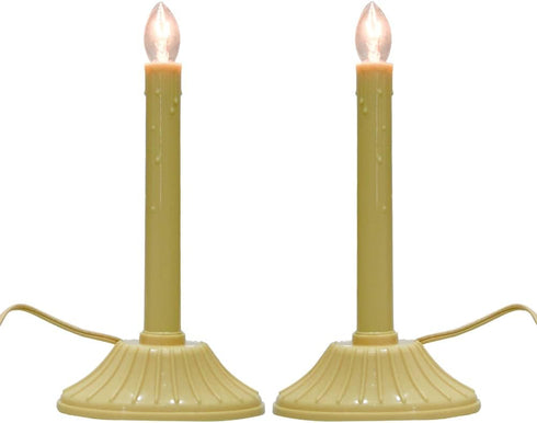 GOOTHY 1 Light Electric Window Candles, 2 Pack Christmas Candle Lights with 4 C7 Clear Bulbs, Ivory