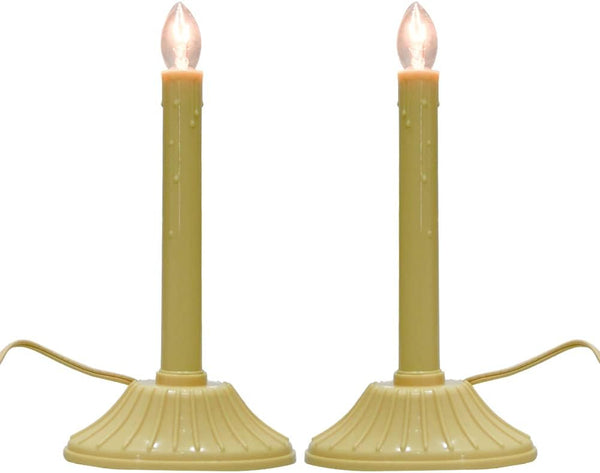 GOOTHY 1 Light Electric Window Candles, 2 Pack Christmas Candle Lights with 4 C7 Clear Bulbs, Ivory