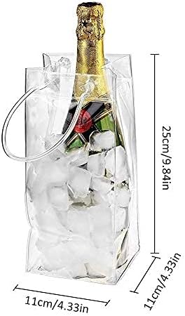 2Pack Wine Ice Bags, Portable Collapsible Clear Wine Cooler Bag PVC Wine Pouch Bags with Handle for Champagne Cold Beer White Wine Chilled Beverages by N\W