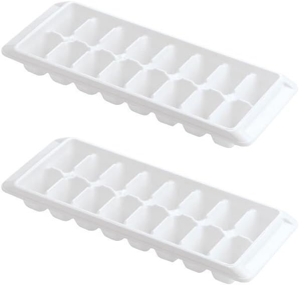 Ice Tray Easy Release White Ice Cube Trays, 16 Cube (Pack of 2)