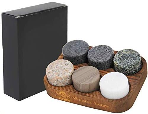 Whiskey Stones, Set of 6 Reusable Ice Cubes, Perfect Whiskey Gifts for Men, Chilling Stones for Drinks