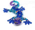 ZOOCRAFT Glass Gecko Figurine, Blue Miniature Hand Blown Lampwork Animal Statue Decor