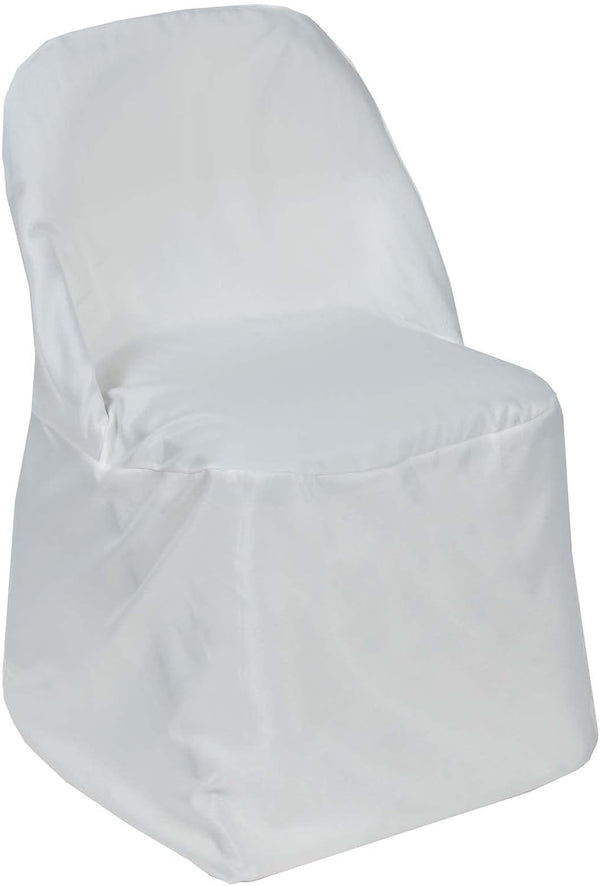 TABLECLOTHSFACTORY Ivory Folding Chair Cover-Round