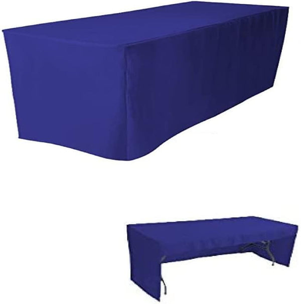 BEEKAY 1 Pc 6 Feet Royal Blue Fitted Open Back Rectangular 3 Sided