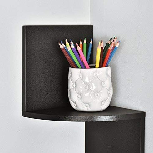 4 WELLAND Zig Zag Tiers Black Finished Floating Shelf,Wall Mounted Corner Wall Shelf for Bed Room,Living Room,Kitchen
