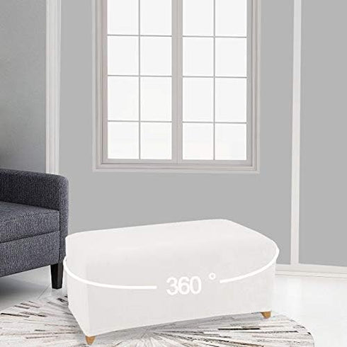 LUSHVIDA Stretch Ottoman Slipcover - Velvet Rectangle Stool Cover Soft Furniture Protector with Elastic Bottom
