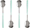 Set of 4 Stainless Steel Soup Spoons, Korean Dessert Spoons, Green Daisy Mixed Color, 8 Inches