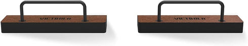Vinyl Record Display Holders by Victrola, Set of 2 with Black Metal Accents, Wall Mountable (Pair, Espresso)