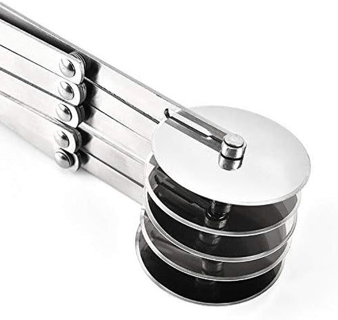 Stainless Steel 5 Wheel Pastry Cutter - Adjustable Baking Cutter Roller, Cookie Dough Divider, Pizza Slicer, 9.0x2.0