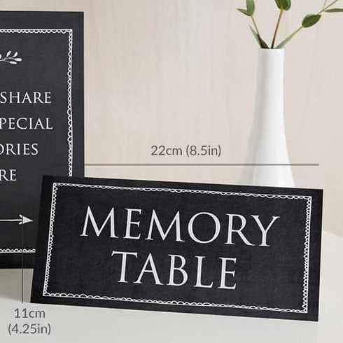 ANGEL & DOVE Set of 2 Black Funeral Memory Table Signs for Condolence Book, Memorial, Celebration of Life