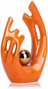 9.5"H Orange Gold Aesthetic Room Decor Accent, TV Stand Funky Table Centerpiece, Abstract Art Ceramic Statue