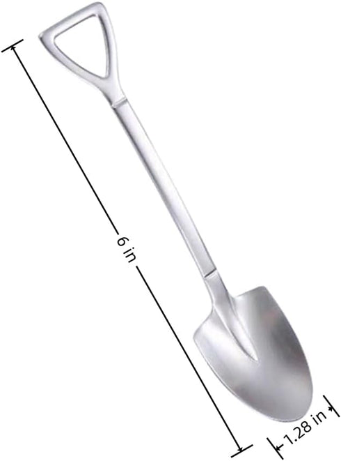 Smilesunus 10 Pcs Mini Shovel Spoons, Stainless Steel Dessert Spoons for Ice Cream and Yogurt