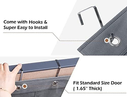 2 Pack Over the Door Shoe Organizer Hanging Shelves for Closet, 6 Large Pockets, Stuffed Animals Holder