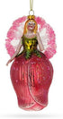Enchanting Fairy Glass Christmas Ornament in a Rose Dress