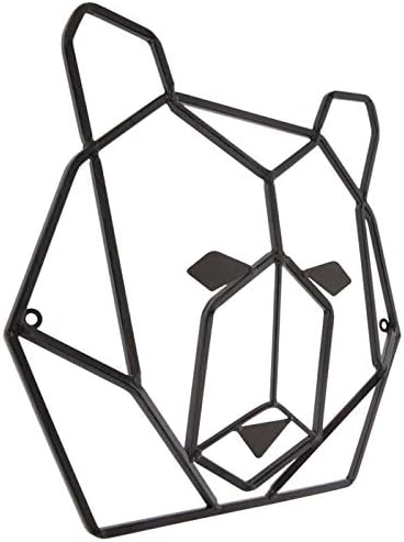 Everydecor Rustic Geometric Bear Head Metal Wall Art Decor for Home Office Kitchen Living Room Bedroom