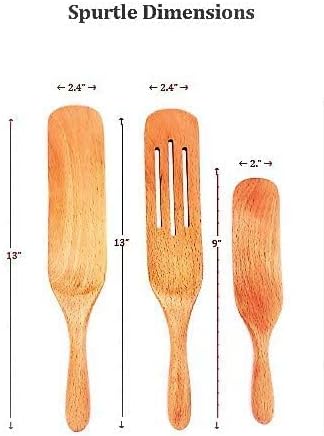 GRACE'S Spurtle Wooden Kitchen Utensil Set, Cooking Spoons and Tools for Nonstick Cookware