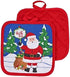Christmas Kitchen Towel Set - 5 Piece with 2 Towels, 2 Pot Holders & 1 Oven Mitt (Santa Claus)