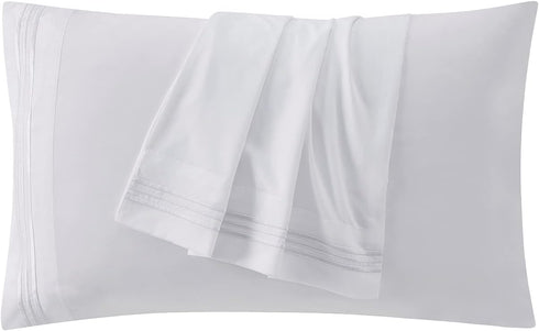 Clara Clark Bed Sheets, Premier 1800 Series, 4 Piece Set, Full, White, Deep Pocket, Soft, Stain Resistant