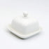 NAGU Mini Square Butter Dish with Lid, White Porcelain Domed Cheese Dish with Handle for Countertop Serving