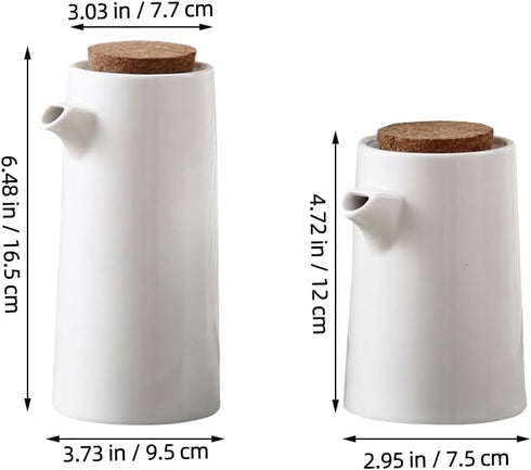 Set, Set 2 DOITOOL Oil and Vinegar Dispenser Bottle White Ceramic Olive Oil or Soy Sauce Dispenser for Kitchen