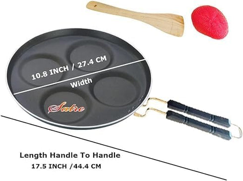 Satre Online and Marketing Non Stick Aluminium 4 Cavity Uttapa Pan With Handel, Egg Frying Pan, Uttapam, Mini Appam/Uttapam Maker - Black by Satre Online and Marketing
