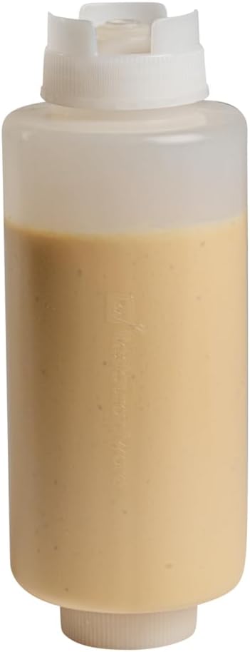 Restaurantware 32oz. FIFO Inverted Plastic Squeeze Bottle with Refill and Dispensing Lids, Perfect for Restaurants