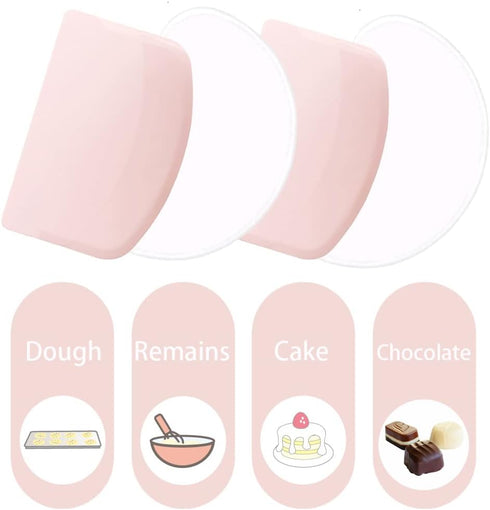 Dough Bowl Scraper Silicon Pastry Scrapers - 4 Packs of Food Grade PE Backing Dough Blenders for Cooking