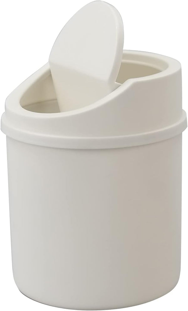0.5 Gallon Plastic Tiny Trash Can with Swing Lid - Mini Desktop Waste Can, White