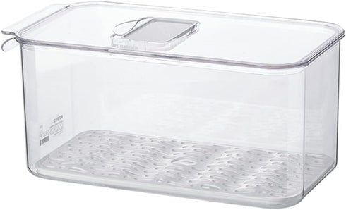 SANNO Vegetable Fruit Containers, Fridge Organizer Bins with Vented Lids and Drain Tray for Kitchen, Pantry, Freezer