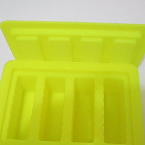 Butter Molds Large 4 Cavities Silicone Butter Mold - Pudding & Jello Shot Mold with Lid (Yellow)