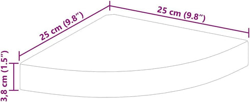 9.8"x9.8"x1.5" vidaXL Floating Corner Shelf, Gray, Honeycomb MDF and Metal Construction, Invisible Mounting System