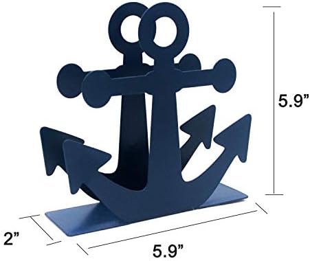 BetyHom Vintage Metal Nautical Anchor Napkin Holder in Blue