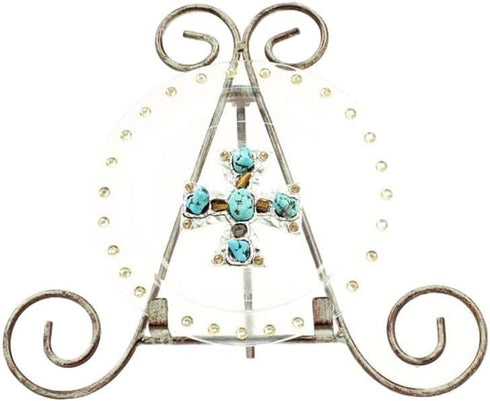 M&F Western Plate Easel Maltese Cross Rust 94105