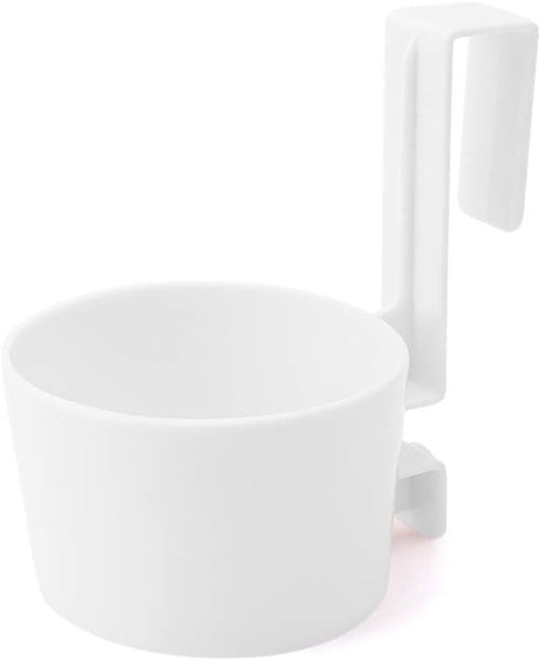 Over-The-Cabinet Hair Dryer Rack, Hair Dryer Holder Holster for Master, Guest, Kid's Bathroom, Vanity - White, 5.4" x