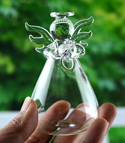 Brccee AC Angel Hanging Glass Flower Vase, Hydroponic Plant Flower Vase for Office (S)